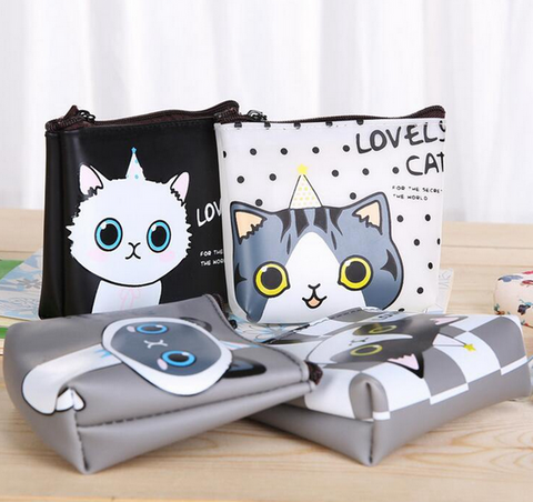 Cute PU Leather Cat Pocket Coin BAG, Coin Purse Wallet Pouch Holder