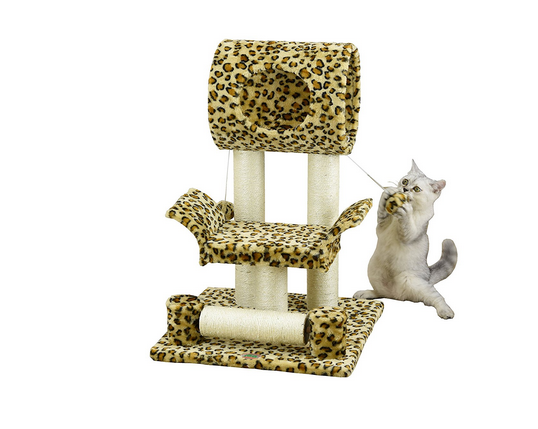 Cat Tree Condo House, 18W x 17.5L x 28H Inches, Leopard Print