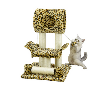 Cat Tree Condo House, 18W x 17.5L x 28H Inches, Leopard Print
