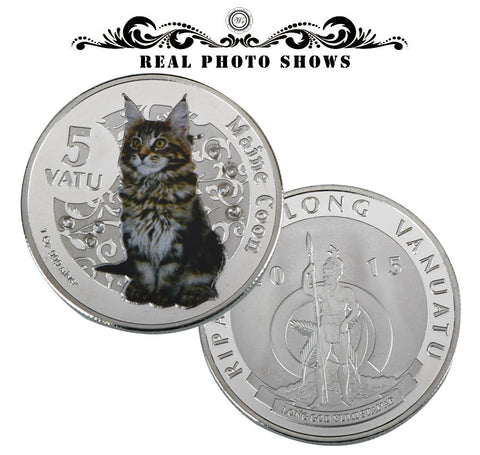 Maine Coon Commemorative Cat $5 Dollar Coins