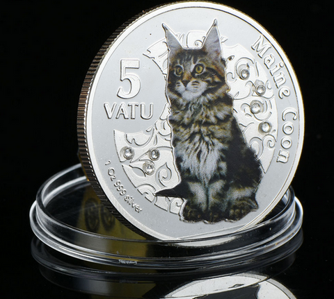 Maine Coon Commemorative Cat $5 Dollar Coins