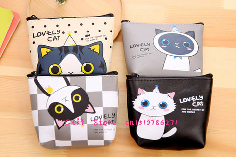 Cute PU Leather Cat Pocket Coin BAG, Coin Purse Wallet Pouch Holder