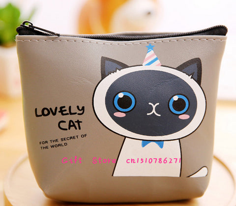 Cute PU Leather Cat Pocket Coin BAG, Coin Purse Wallet Pouch Holder