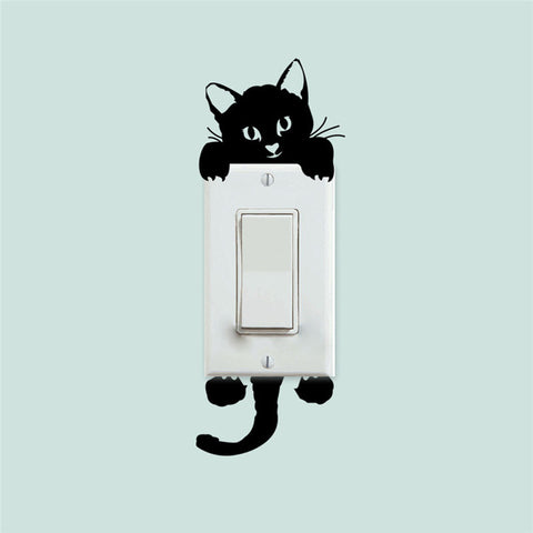 3D Hole Cat Wall Sticker Decals Bathroom Toilet