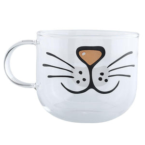 Cat Glass Coffee Mug Home Decoration Transparent Clear Water Mugs 550ML