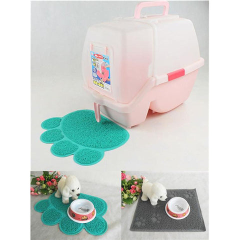 New Arrival 1pc Cute Paw Shape Pet Dog Cat Puppy PVC Foot Mat For Dogs Cats Placemat Pet Supplies EJ673895