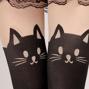 Cat Women Velvet Thigh High Stocking Leggings