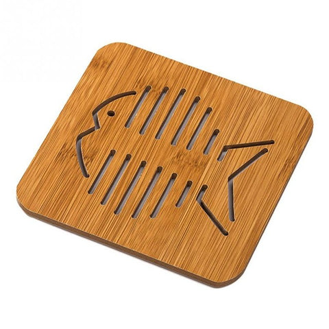 New Vintage Cute Cat Fish Cup Pad Hollow Out Wooden Carved Coasters Tea Coffee Cup Mat Bowl Pad