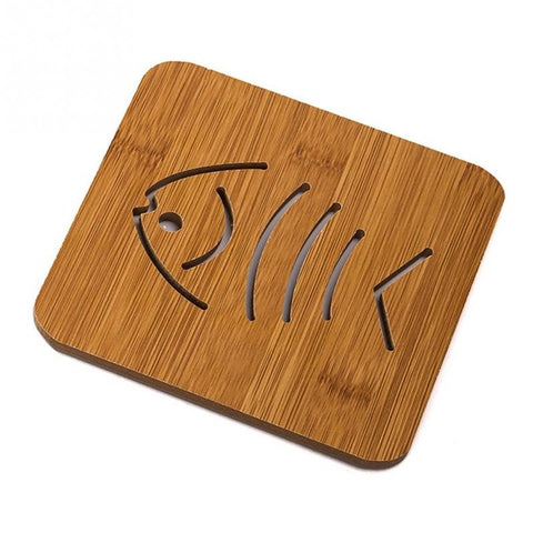 New Vintage Cute Cat Fish Cup Pad Hollow Out Wooden Carved Coasters Tea Coffee Cup Mat Bowl Pad