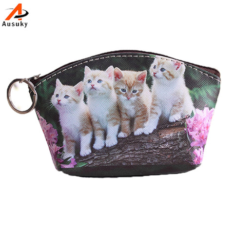 Pu Leather Cute Cat Coin Purse Wallet