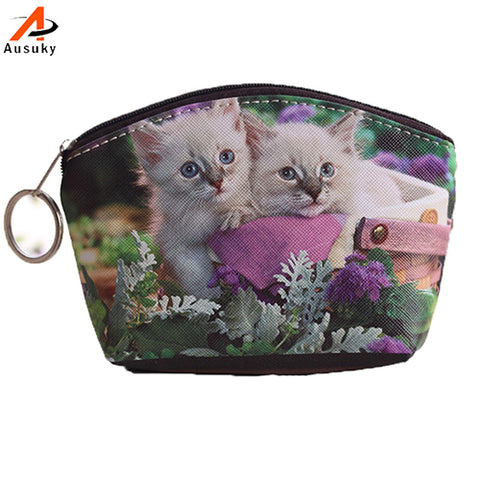 FREE Pu Leather Cute Cat Coin Purse Wallet