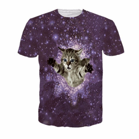 2017 NEW Surprised cats t-shirt fluffy cuddly terrified cat faces awesome t shirt women men 3d summer tee shirt