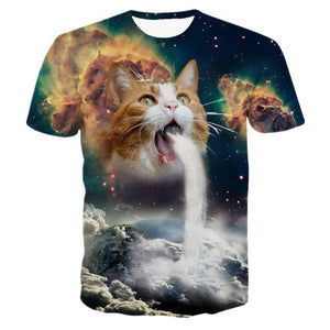 2017 NEW Surprised cats t-shirt fluffy cuddly terrified cat faces awesome t shirt women men 3d summer tee shirt