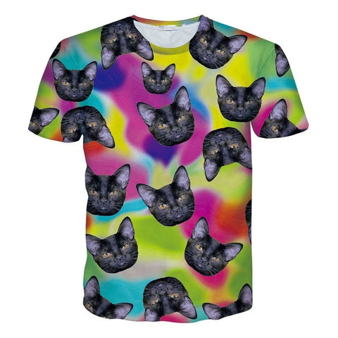 2017 NEW Surprised cats t-shirt fluffy cuddly terrified cat faces awesome t shirt women men 3d summer tee shirt