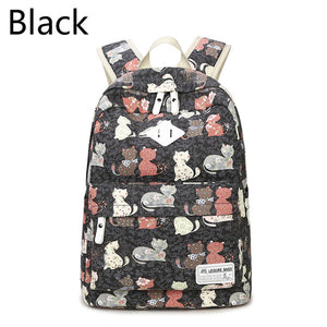 Girls High Capacity Schoolbag - Cat Printed Backpacks