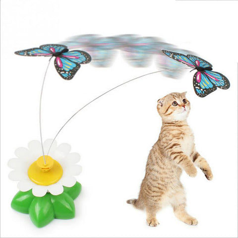 Fashion 1 Pc Random Color Popular Electric Rotating Butterfly Cat Toys Kitten Funny Pet Scratchtoy