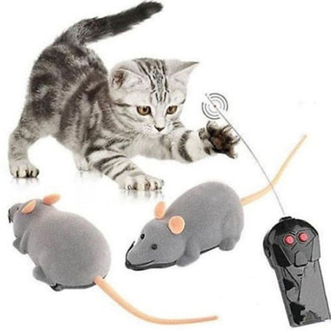 2017 Black Funny Pet Cat mice Toy Wireless RC Gray Rat Mice Toy  Remote Control mouse For kids toys freeshipping