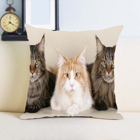 Maine Coon Cat Single Sides Printing Soft Simple Cool Throw Pillow Bedding Set - PILLOW CASE ONLY