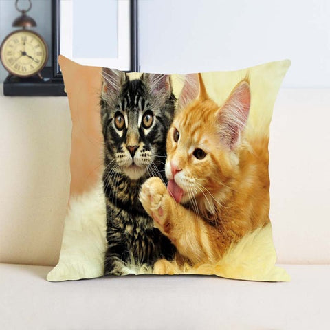 Maine Coon Cat Single Sides Printing Soft Simple Cool Throw Pillow Bedding Set - PILLOW CASE ONLY