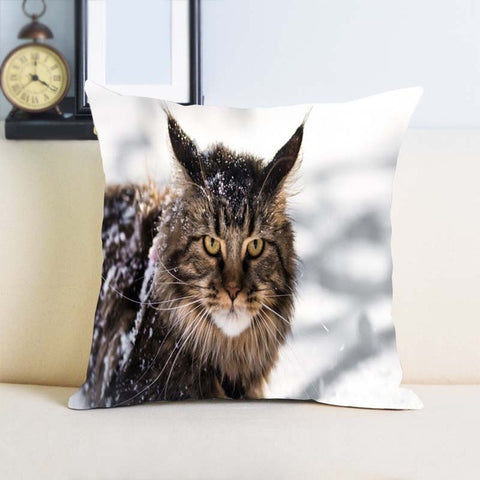 Maine Coon Cat Single Sides Printing Soft Simple Cool Throw Pillow Bedding Set - PILLOW CASE ONLY