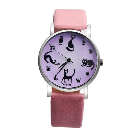 PU leather strap Cat quartz-watch women watches