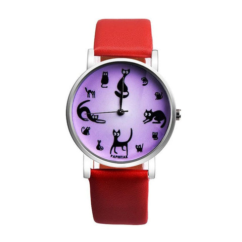 PU leather strap Cat quartz-watch women watches