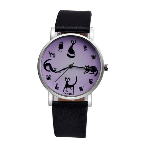 PU leather strap Cat quartz-watch women watches