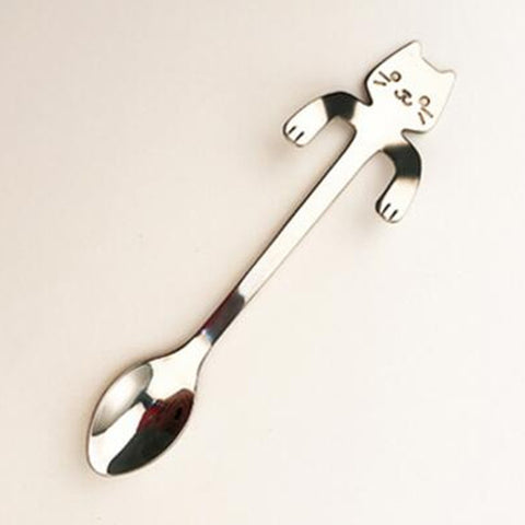 1pc Stainless Steel Coffee TeaSpoon With Cat Long Handle Spoons