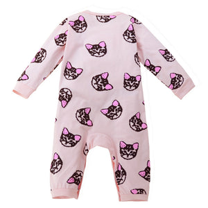 Toddler Baby Long Sleeve cat Print Romper Jumpsuit