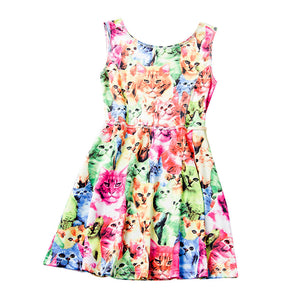 Cute Girls Summer Cotton Cat Dresses