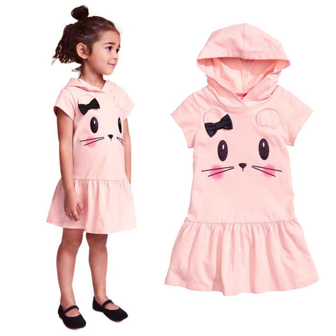 Girls Hooded Pink Dress