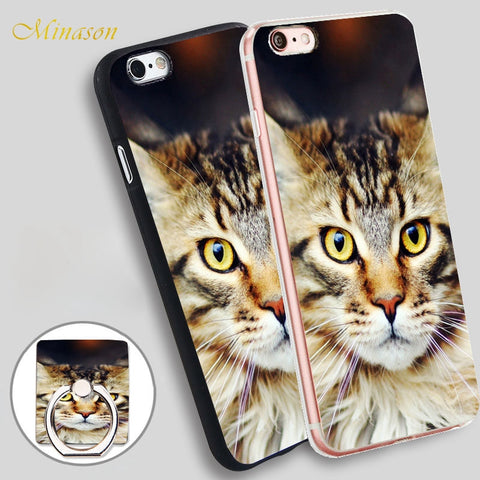 Maine Coon Cat Soft Silicone Phone Case Cover for iPhone X - 8 - 5 - SE - 5S - 6 - 6S -7 Plus