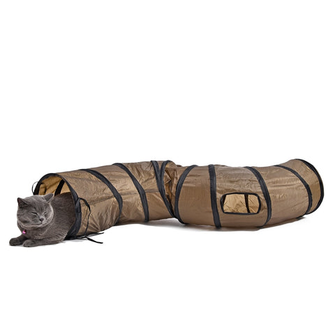 "S"Funny Pet Tunnel Cat Play Tunnel  Brown Foldable 1 Holes Cat Tunnel Kitten Cat Toy Bulk Cat Toys Rabbit Play Tunnel